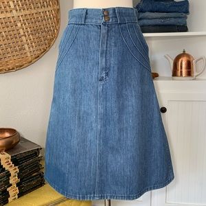 Vintage Wrangler High Waisted Midi Denim Skirt